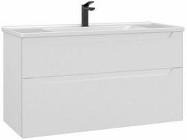 Vonios spintelė su praustuvu Kalune Design Messina, balta matinė sp., 45 cm x 100 cm x 55 cm