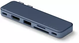 „Satechi USB-C Snap Hub“, skirtas „MacBook Neo“ – indigo spalvos