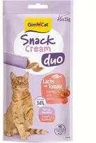 Gimborn Kačių skanėstai – GimCat Snack Kreminis Duo lašiša ir pomidoras 6 x 15 g