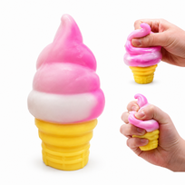 Antistresinis minkomas žaislas squishy - Ledų ragelis / Ledai - rožinė