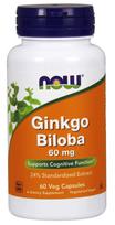 Ginkgo Biloba, 60mg - 60 kapsulių - NOW Foods