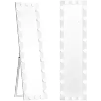 Viso kūno veidrodis 150x40 cm, LED veidrodis su 24 lemputėmis, 3 šviesos spalvos, pastatomas, priglaudžiamas prie sienos arba tvirtinamas ant sienos, baltas