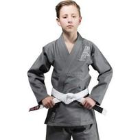 BJJ kimono Venum Contender Kids su baltu diržu, pilkas