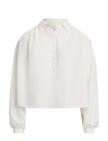 Polo Ralph Lauren - Pleated Cotton-Silk Shirt - Marškinėliai ilgomis rankovėmis - Mėlyna