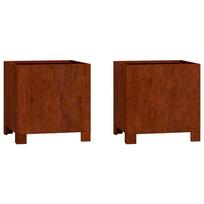 vidaXL Loveliai su kojelėm, 2vnt., rūdžių, 30x30x30cm, Corten plienas