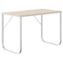 vidaXL Kompiuterio stalas, baltos ir ąžuolo spalvos, 110x60x73cm, MDP