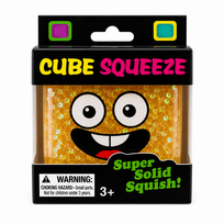 Antistresinis squishy kubas, minkštas sensorinis žaislas - blizgus geltonas