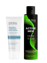 ERTH SKIN LONDON ACTIVE MEN 2IN1 šampūnas/kūno prausiklis vyrams (300 ml) ir drėkinantis pėdų kremas (100 ml)