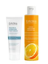 ERTH SKIN LONDON Citrusų aromato gaivinantis dušo gelis (300 ml) ir drėkinantis pėdų kremas (100 ml)