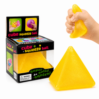 Antistresinis piramidės formos quishy , minkštas cube žaislas - geltonas