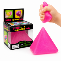Antistresinis piramidės formos quishy , minkštas cube žaislas - rožinis