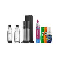 Gazuotų gėrimų gaminimo aparatas SodaStream Duo Black + 2 buteliukai + sirupų rinkinys (7Up x Mirinda x Energy)