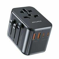 AWEI 2xUSB+3xUSB-C AC Adapter C-39 35W 4-in-1 US/AU/EU/UK Black Universal Travel GaN Charger