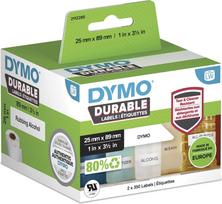Dymo Authentic LabelWriter Durable Labels | 25mm x 89mm | White Poly | 2 Rolls of 350 (700 Self-Adhesive Labels) | High-Performance | For LabelWriter Label Makers