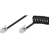 Good Connections RJ10 telephone handset cable, 4m coiled cable, plug/plug, black