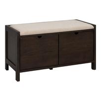 Tamsios natūralios spalvos iš ąžuolo masyvo spintelė batams su suoliuku 80x47x41 cm Hillmond – Rowico
