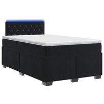 Lova su čiužiniu ir LED apšvietimu Juoda 120 x 190 cm Aksomas
