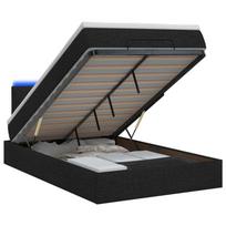 Otmana lova su matracsu ir LED Juoda 120 x 190 cm Audinys