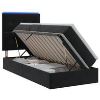 LED saugojimo lova su čiužiniu Juoda 100 x 200 cm Aksomas