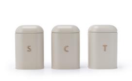 Salter BW13729OEU7 Pebble 3 Piece Canister Set Stone, Beige