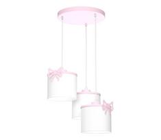 Vaikiškas pakabinamas šviestuvas su laidu SWEET 3xE27/15W/230V balta/rožinė/kaspinas
