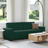 Trivietė sofa, tamsiai žalia, 220x78x84 cm, aksomas