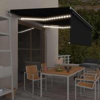 Markizė su uždanga/LED/vėjo jutikliu, antracito, 4,5x3m