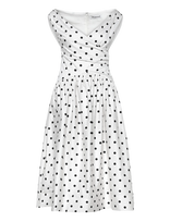 Self Portrait - Polka Dot Cotton Midi Dress - Iki kelių ir midi suknelės - Balta