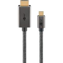 goobay USB textile adapter cable, USB-C plug > HDMI plug, 4K / 60Hz black/silver, 2 meters