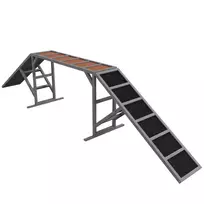 Šunų Agility takas su apsaugine tvorele, neslidus paviršius, atsparus oro sąlygoms, Agility įrenginys iki 40 kg, 325x55x69 cm, pilkos spalvos