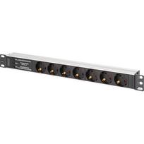 Digitus power strip 19" PDU with aluminum profile, 7-way (black/aluminum, 2 meter cable, 1 U, with mains filter and surge protection)