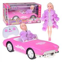 Nuotolinio valdymo retro Cadillac automobilis + elegantiška lėlė su kailu RC0745