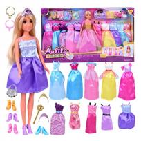 Anlily MODEL lėlė + didelis 11 princesių suknelių ir aksesuarų rinkinys ZA5695