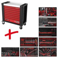 Įrankių vežimėlis Performanceplus P25, 8 stalčiai + 564 vnt, KS Tools