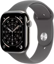 Apple Watch Series 11 GPS + Cellular 42mm Natural Titanium Case with Stone Grey Sport Band - S/M - MF8M4ET/A