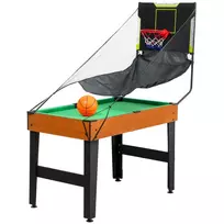 SPORTNOW 5-in-1 daugiafunkcinis žaidimų stalas, 53 priedai, stalo futbolas, stalo hokejus, stalo tenisas, biliardas, krepšinis, riešuto spalva SPORTNOW