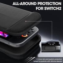 Kietas kelioninis dėklas Nintendo Switch 2 konsolei su 12 žaidimų lizdų, juodas — nintendo switch priedai, konsolės dėklas, ekrano apsauga switch, žaidimų dėžutė, eva slim dėklas, žaidėjų priedai, konsolės krepšys