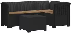 4 Vietų Sodo Sofa su Pagalvėlėmis Ratanų Imitacija PP Antracito
