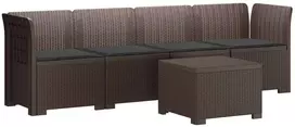 4 vietų sodo sofa su pagalvėmis pintinės išvaizdos PP Ruda