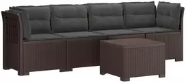 4 vietų sodo sofa su pagalvėmis pintinės išvaizdos PP Ruda