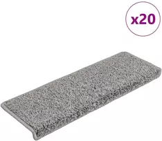 Laiptų kilimėliai, 20 vnt., pilki, 65x21x4 cm, stačiakampiai kraštai