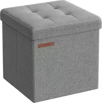 SONGMICS sulankstoma taburetė su daiktadėže, 30x30x30 cm, 130 kg apkrova, pilka, LSF028G02