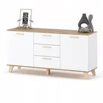 Komoda OSLO 150 cm – balta / Wotan ąžuolas, skandinaviško stiliaus