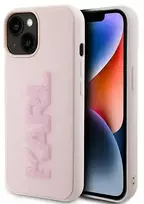 Dėklas Karl Lagerfeld KLHCP15M3DMBKCP iPhone 15 Plus | 14 Plus 6.7" rožinė|pink hardcase 3D Rubber Glitter Logo