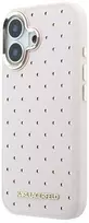 Karl Lagerfeld PU perforuotas auksinių taškų telefono dėklas su „MagSafe“ laikikliu, skirtas „iPhone 17“, rožinis