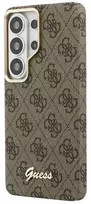 Dėklas Guess 4G Script Metal Logo phone case with MagSafe support for Samsung Galaxy S26 Ultra (S948) ruda