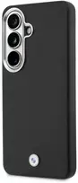 BMW firminis PU odos metalinis logotipo telefono dėklas su „MagSafe“ palaikymu, skirtas „Samsung Galaxy S26“ (S942) juodas