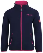 Trollkids mergaitiška striukė „Oppdal Jacket XT“, užtraukiamas flisinis džemperis mergaitėms, tamsiai mėlyna / rožinė (415-114)