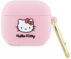 Hello Kitty Silikoninis 3D dėklas su Kitty galvutės motyvu AirPods 3 - rožinis