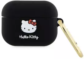 Silikoninis 3D katytės galvos dėklas AirPods Pro - juodas, Hello Kitty